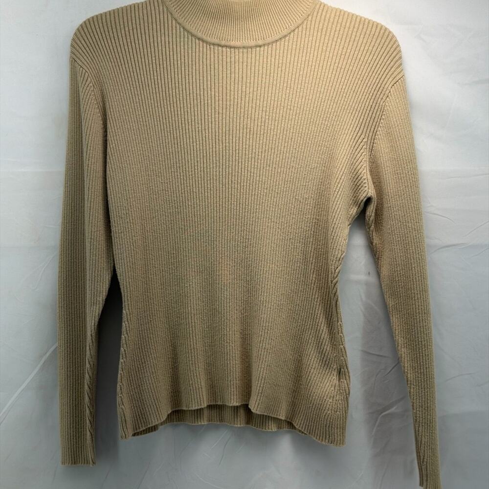 Yarnworks cotton blend beige small 4/6 Turtleneck Sweater for Women